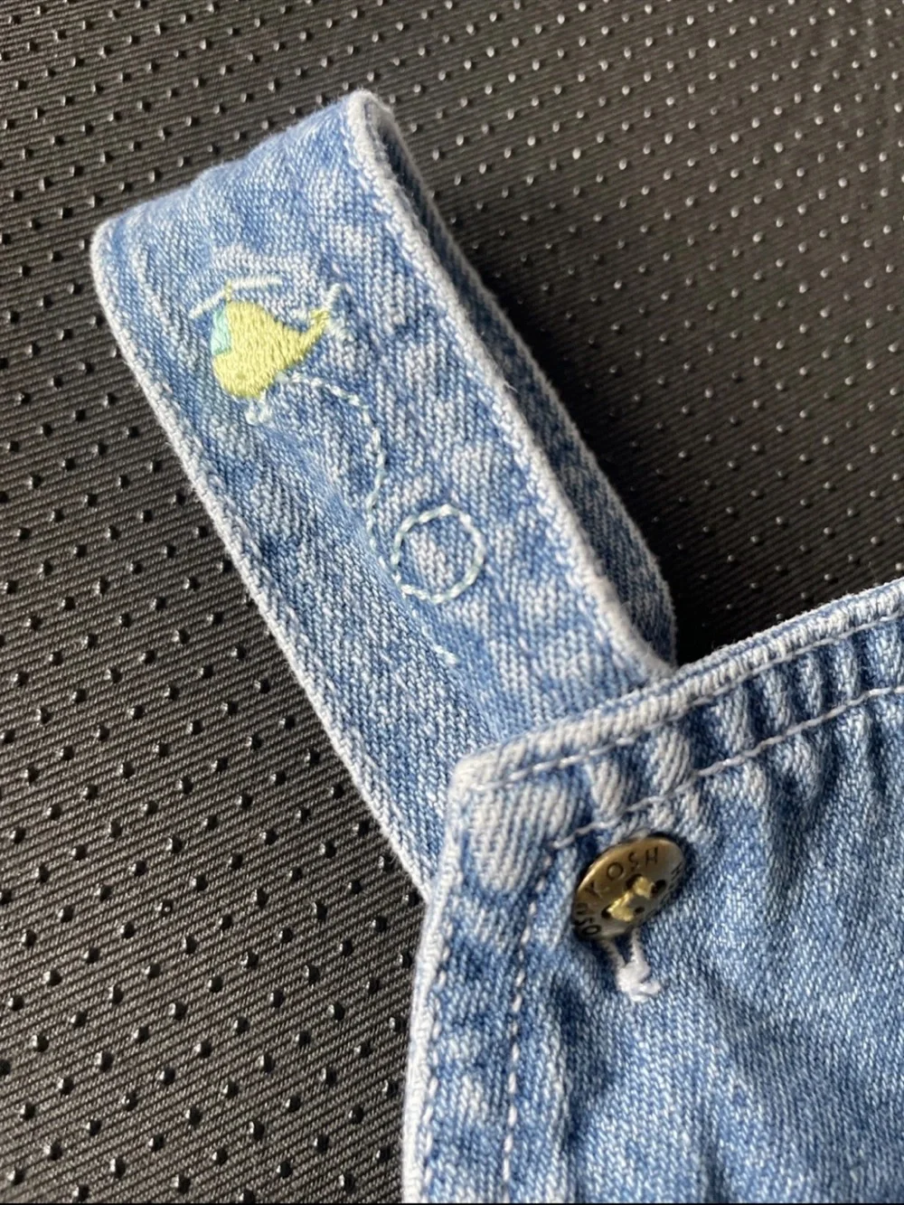 OshKosh B'gosh Light Blue Denim Shortalls with Helicopter Embroidery